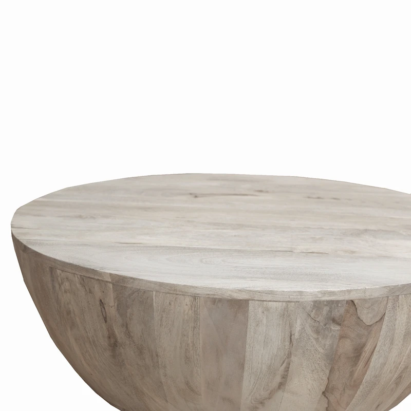 Arthur 35.5 Inch Round Mango Wood Coffee Table Subtle Grains