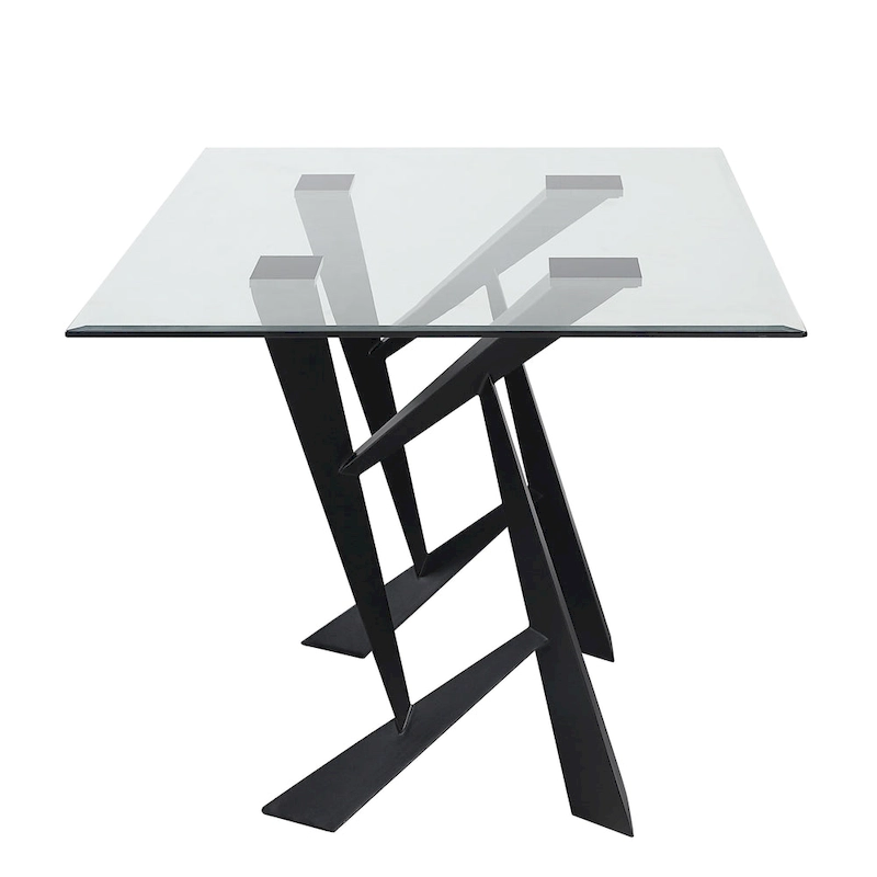 Furniture of America Zygard Modern Black 58-inch Glass Top Dining Table