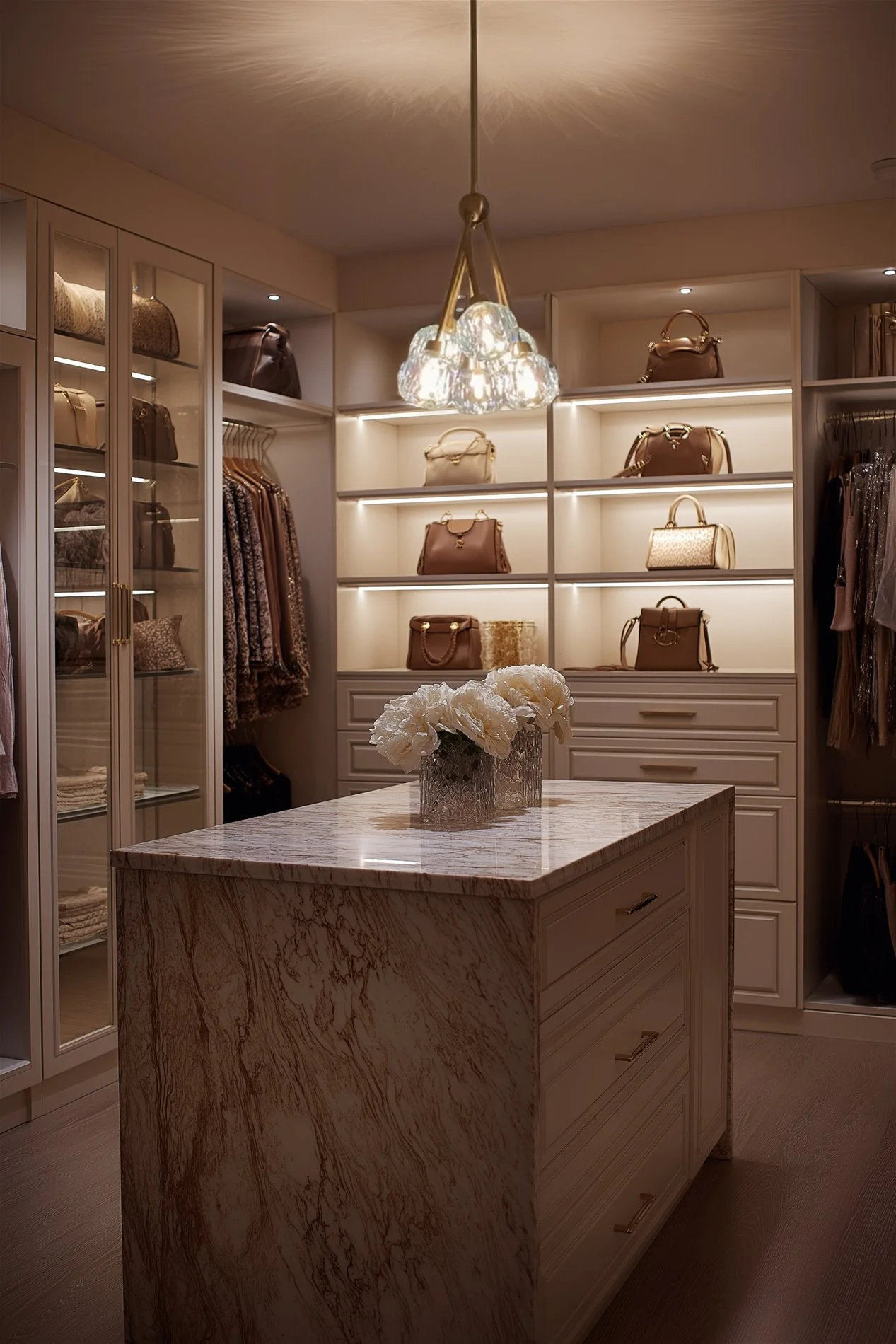 Kira Home Jewel 16 6-Light Modern Crystal Pendant Chandelier, Adjustable Hanging Height, Cool Brass Finish