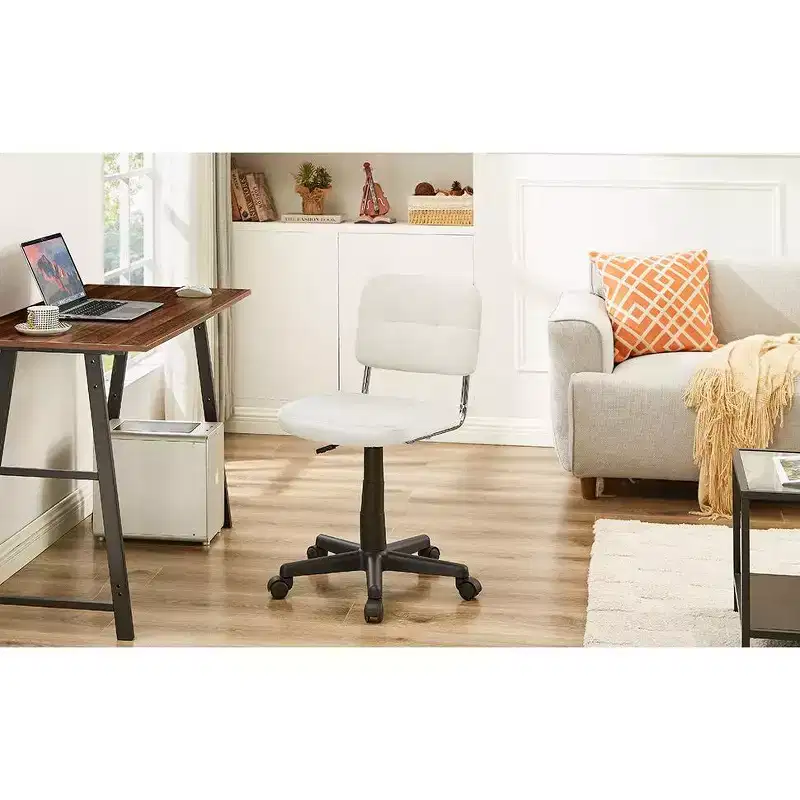 Gray / White Armless Swivel Office Chair, Height Adjustable, Seats 1