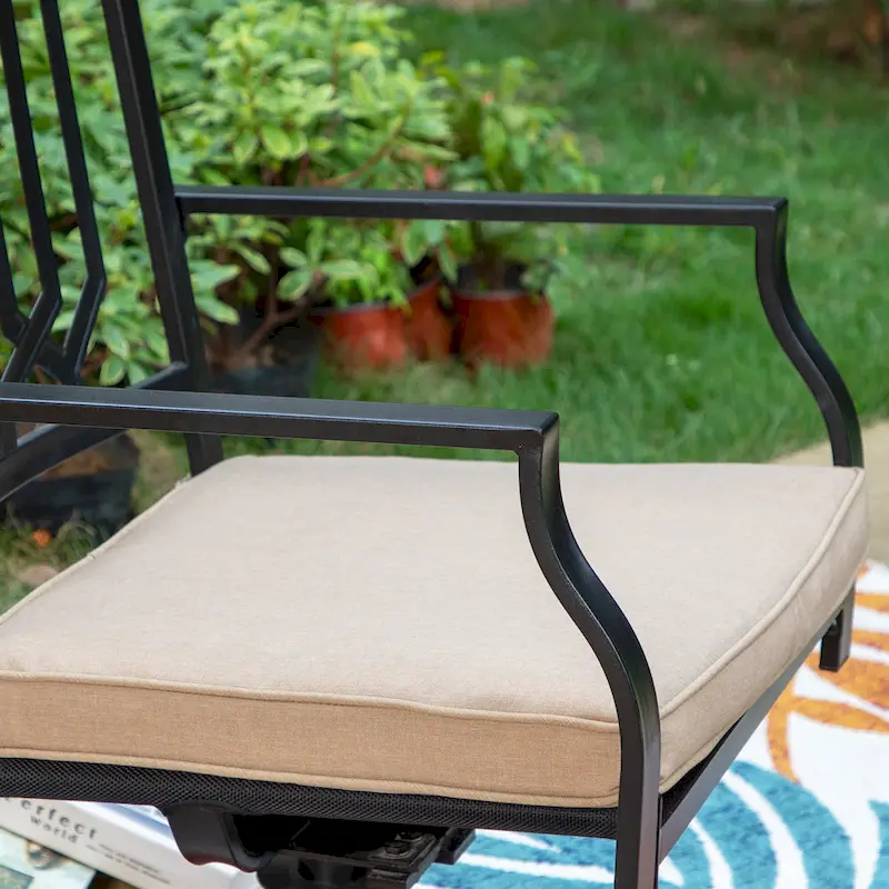 MAISON ARTS 2-Piece Metal Patio Dining Swivel Chairs with Cushions