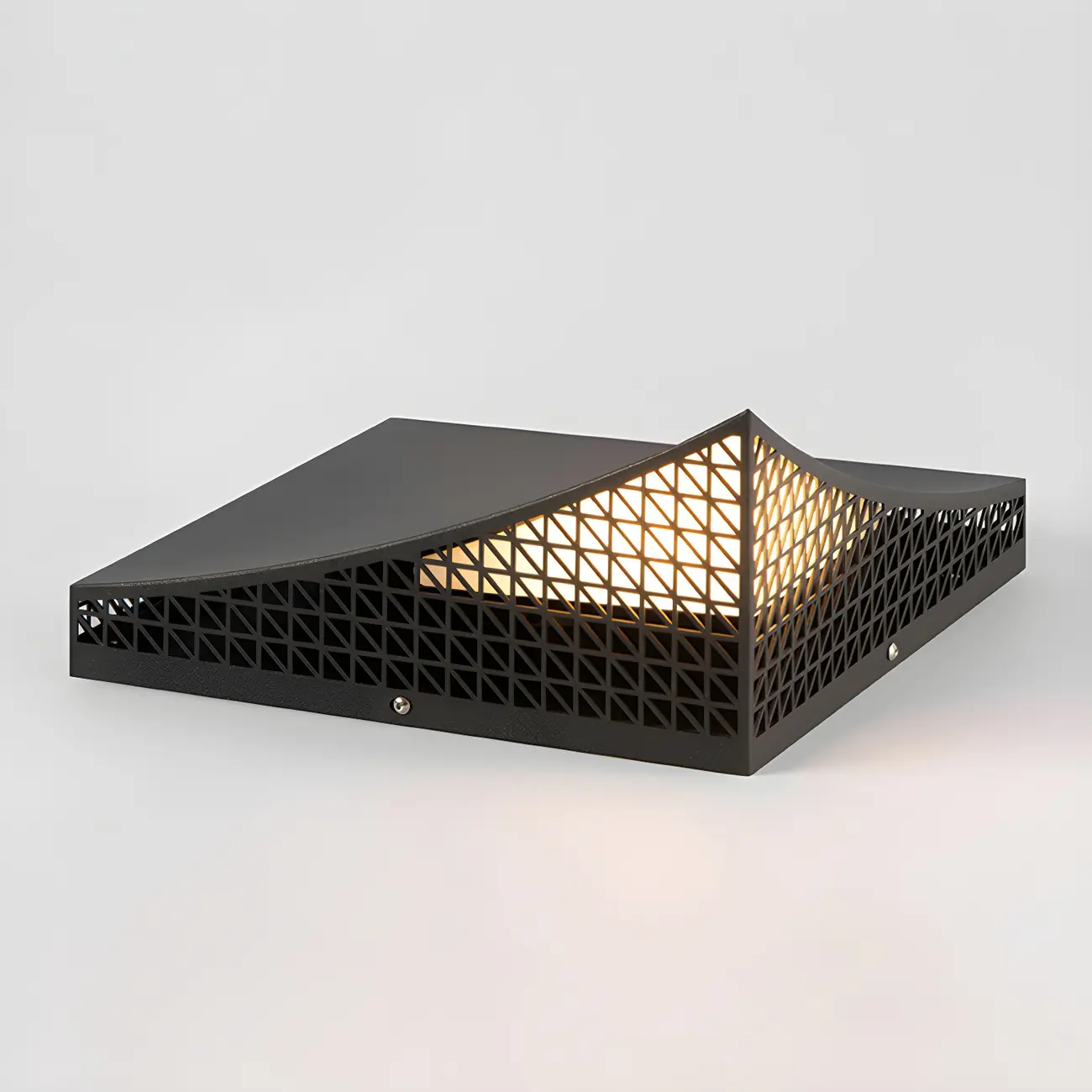 Designed Eave Simple Black Metal Post Cap Light