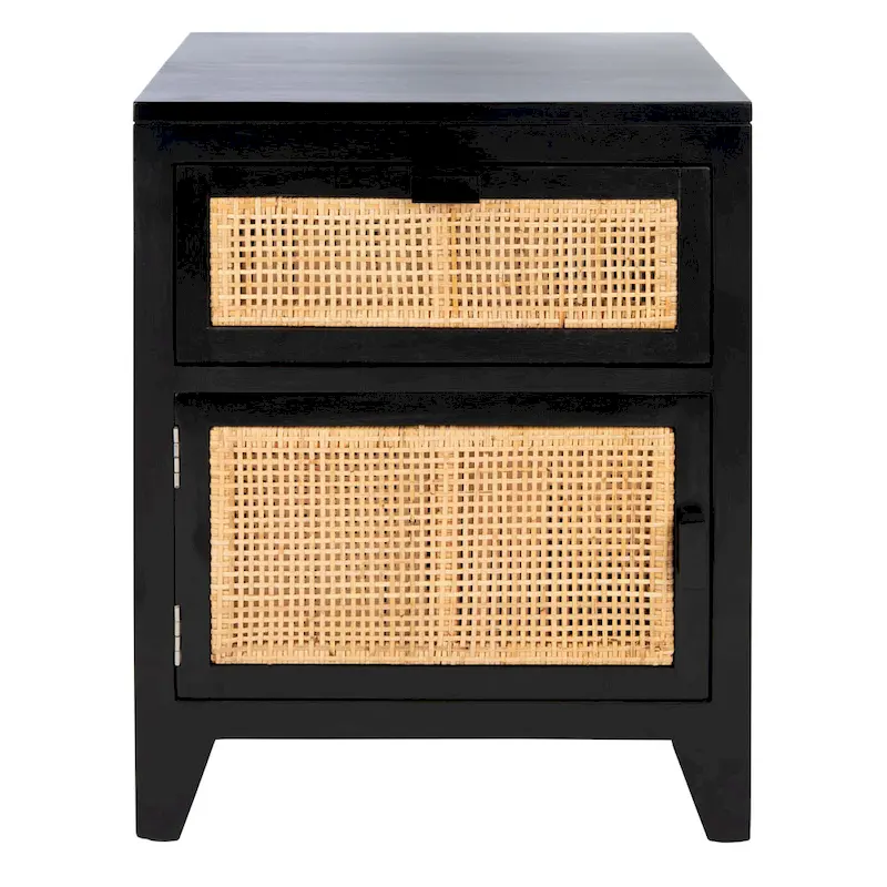 Coastal Style Nightstand with 1 Drawer and 1 Door, Bedroom Bedside Table