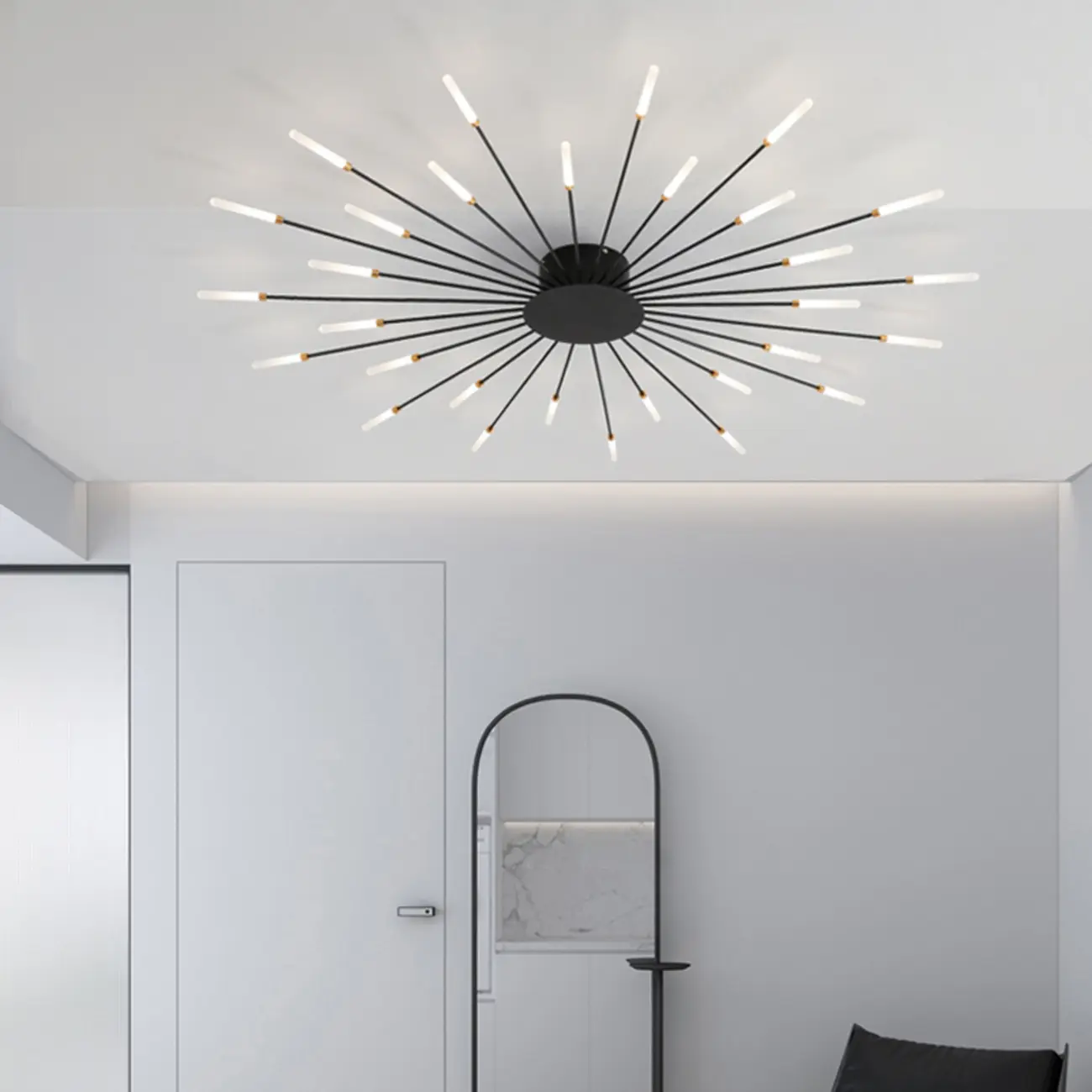 Modern Gold Sunburst LED Flush Mount Ceiling Light