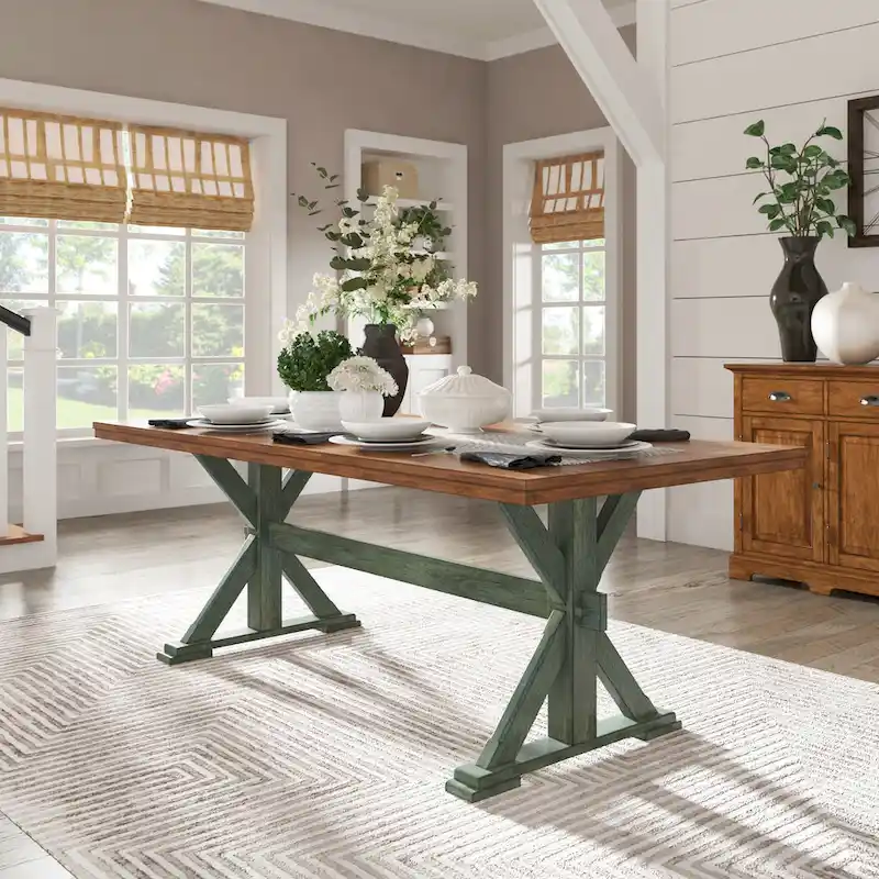 Eleanor 78-inch Oak Dining Table with X-base by iNSPIRE Q Classic