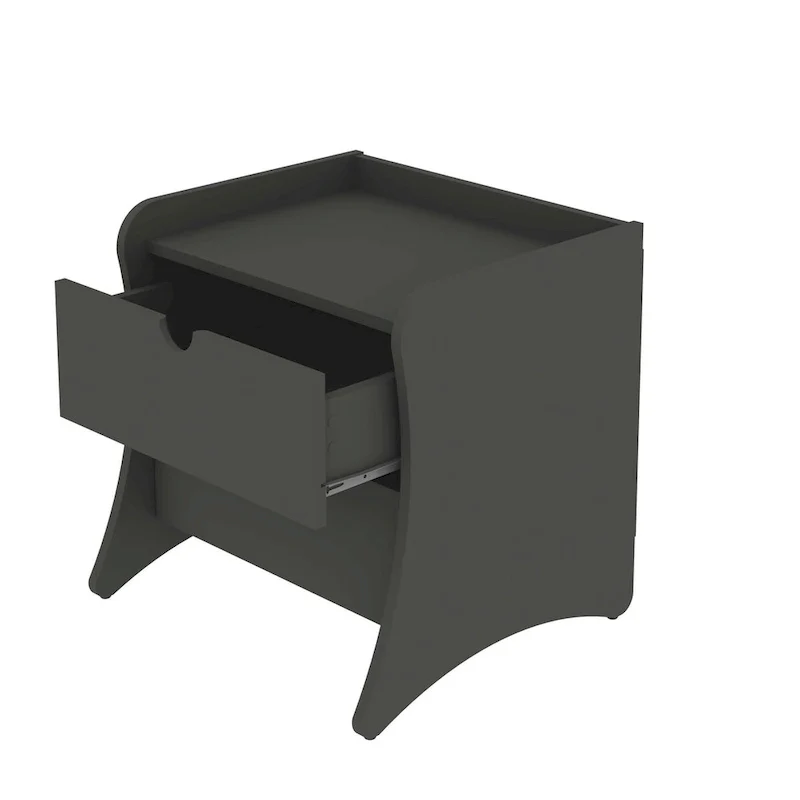 Mid-Century Modern 2-Drawer Nightstand, MDF, Curved Legs, 19.68