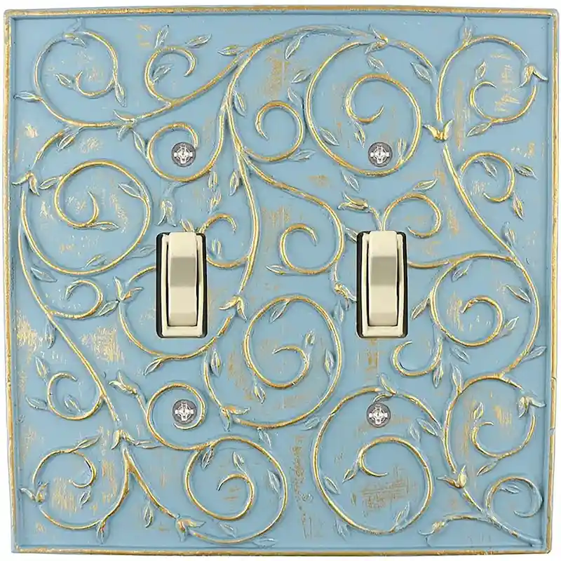 Meriville French Scroll 2 Toggle Wallplate, Double Switch Electrical Cover Plate