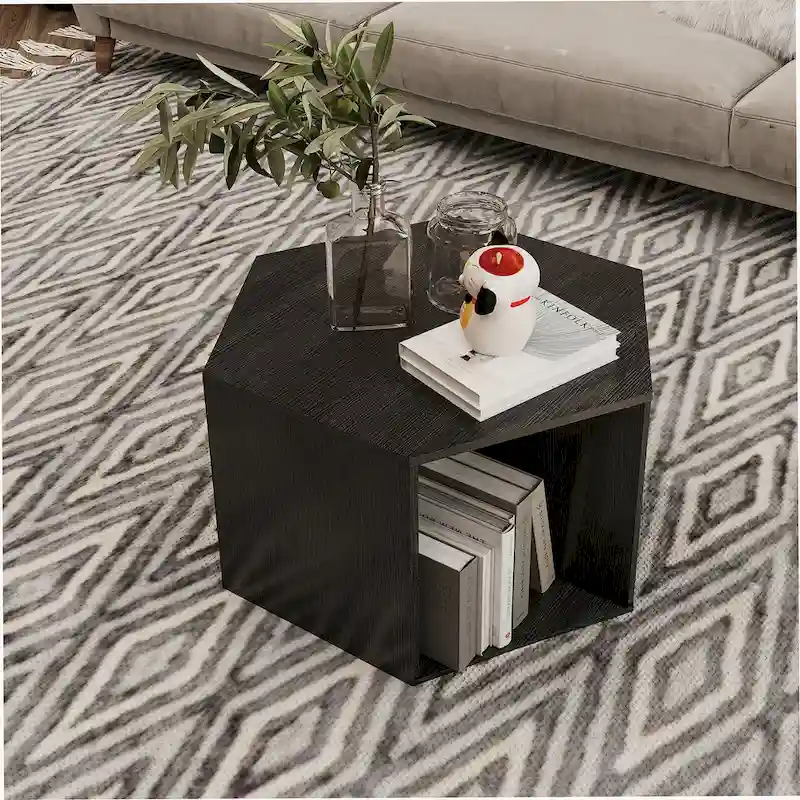 White Hexagonal Coffee Table Set of 2