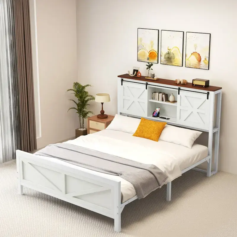 Farmhouse White Queen/King Size Bed Frame