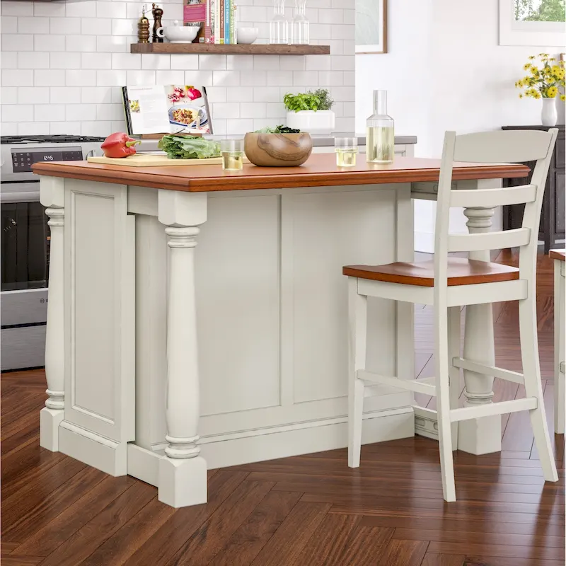 Off-White Wood Kitchen Island by - 48 x 36 x 25