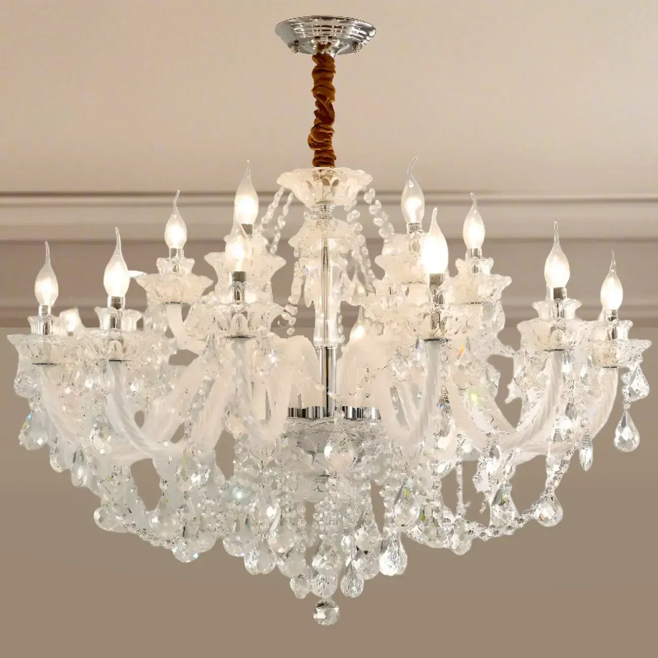 Sophisticated Clear Candelabra Shadeless Crystal Chandelier