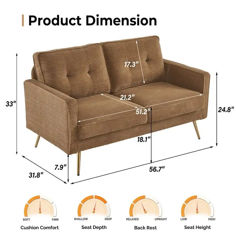 VINGLI 56 Modern Loveseat