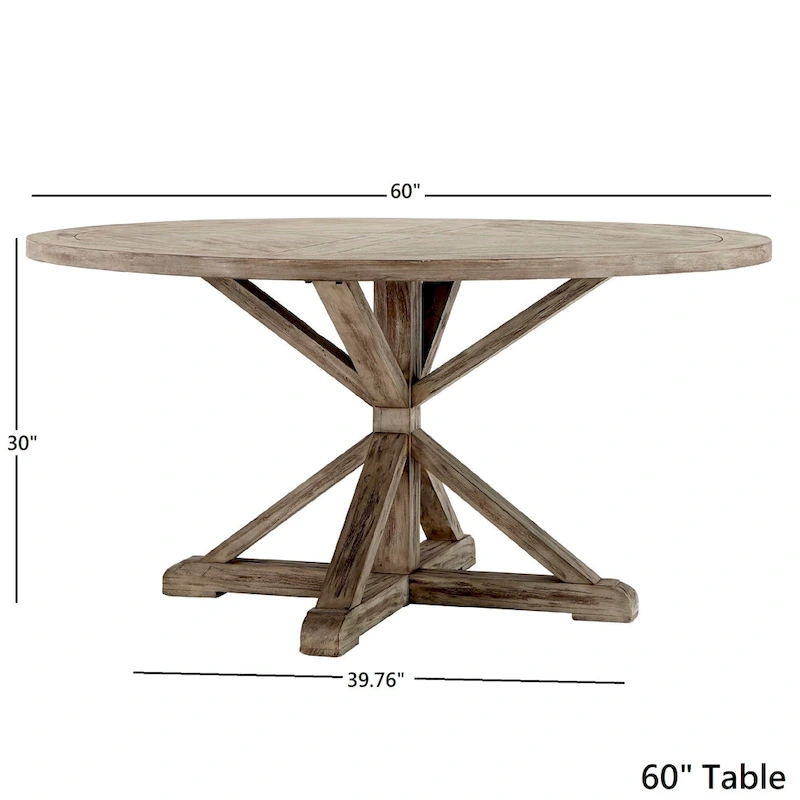 Benchwright Round Antique Grey Oak Dining Table by iNSPIRE Q Artisan