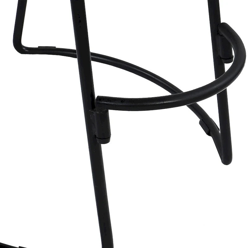 24 Inch Handcrafted Backless Barstool, Natural Brown Mango Wood Thick Saddle Seat, Black Iron Base