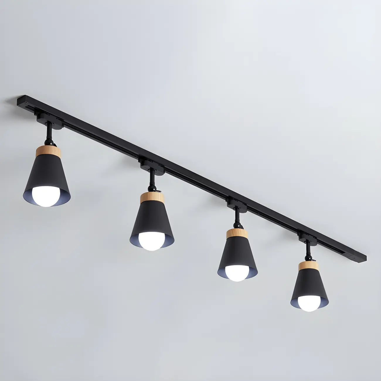 Modern Metal Cone Shape Semi Flush Mount Slidable Track Light