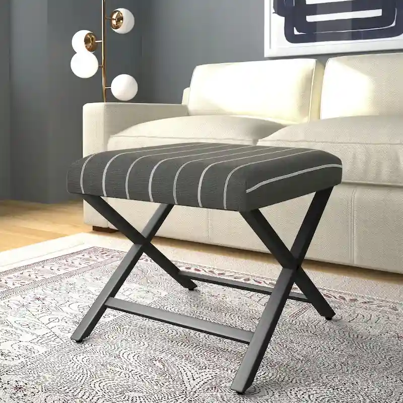 Porch & Den Boucher Modern Metal X-base Square Ottoman