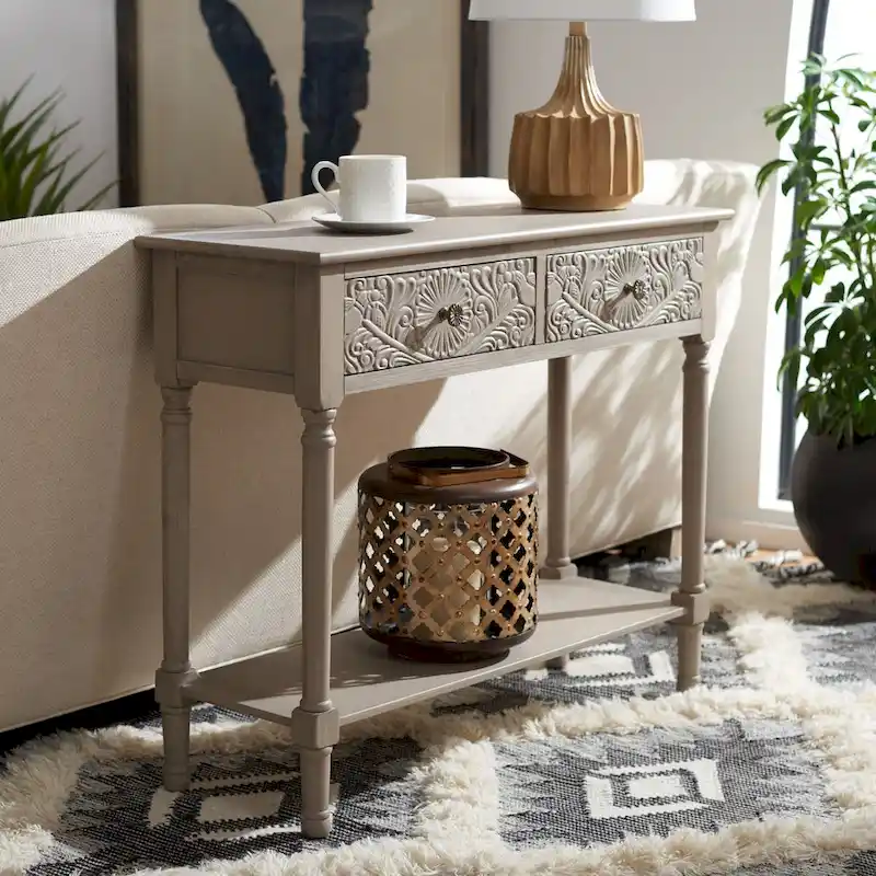 SAFAVIEH Leonia 2-Drawer Console Table - 35.5 W x 13 L x 29.5 H - 36Wx13Dx30H