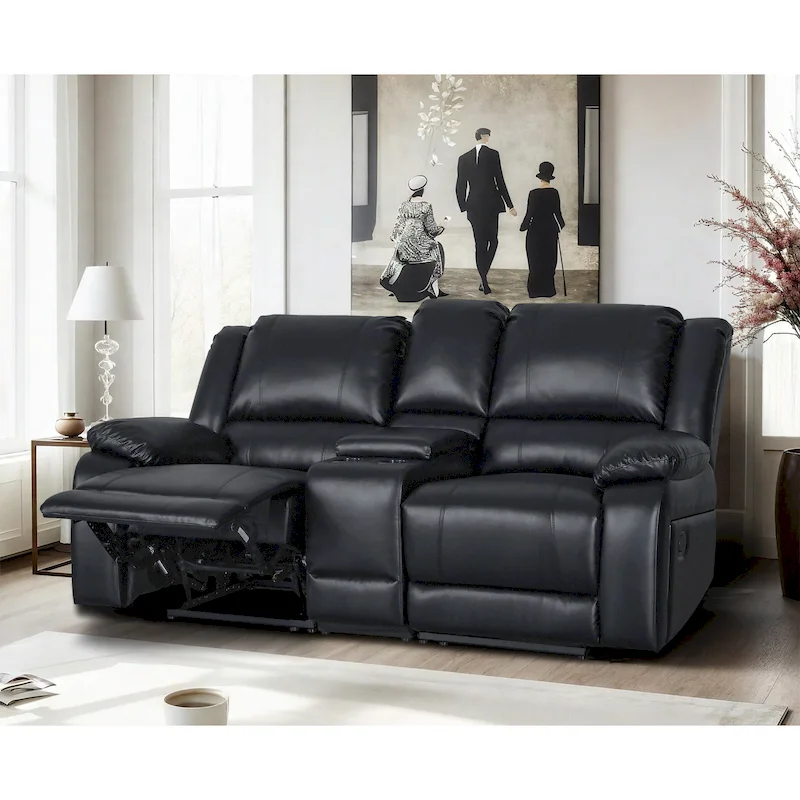 72 Width Modern Contemporary Faux Leather Manual Reclining Loveseat