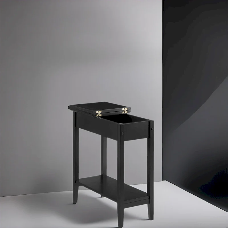 Narrow Flip-Top End Table with Drawer & Shelf, Gray/Black/Espresso/Cream/White/Cherry