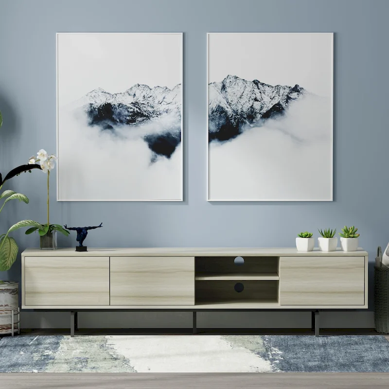 Glenwillow Home Atlas 78  x 20  Lowboy Mid-Century Modern TV Stand Console