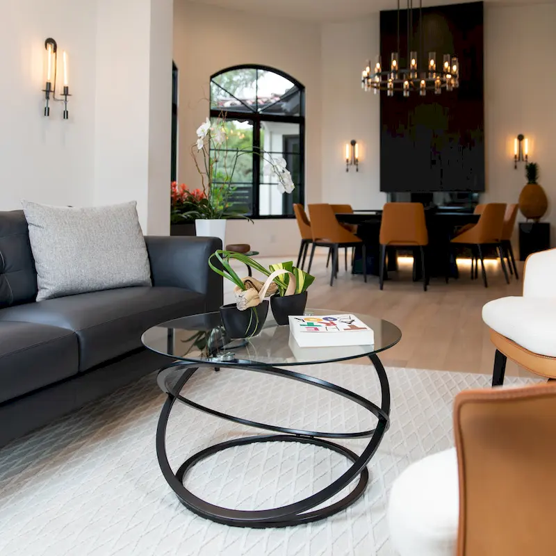 Galaxy Cross Base Tempered Glass Round Coffee Table