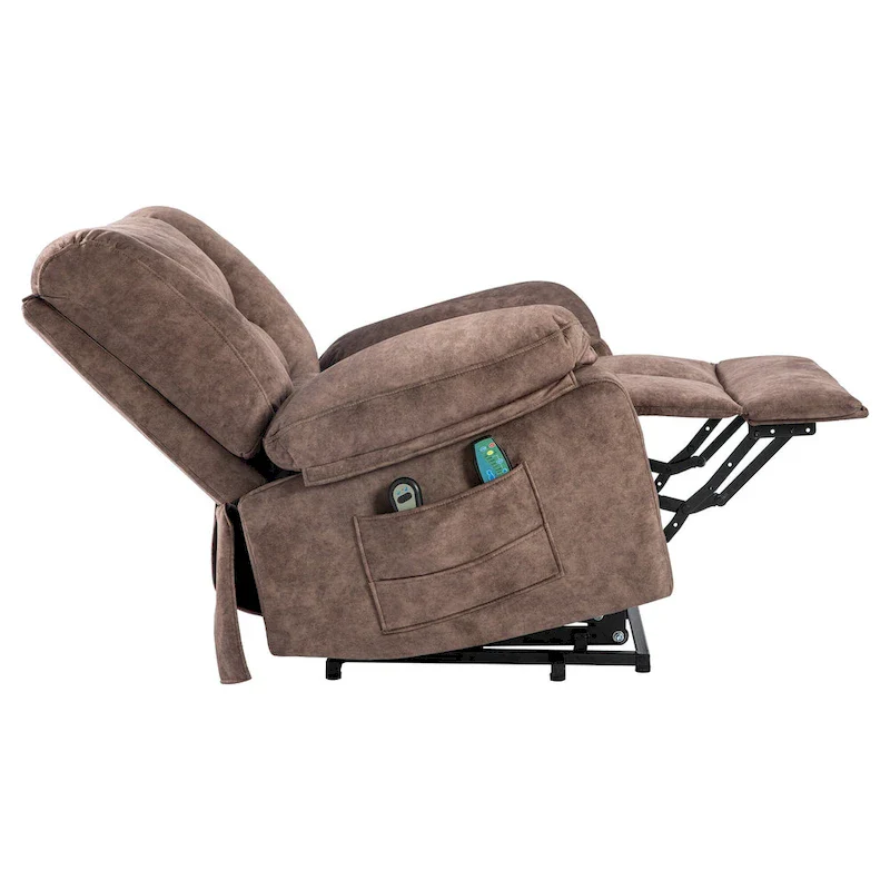 Brown Velvet Power Lift Recliner, Massage, Heated, Pockets, 8-Point