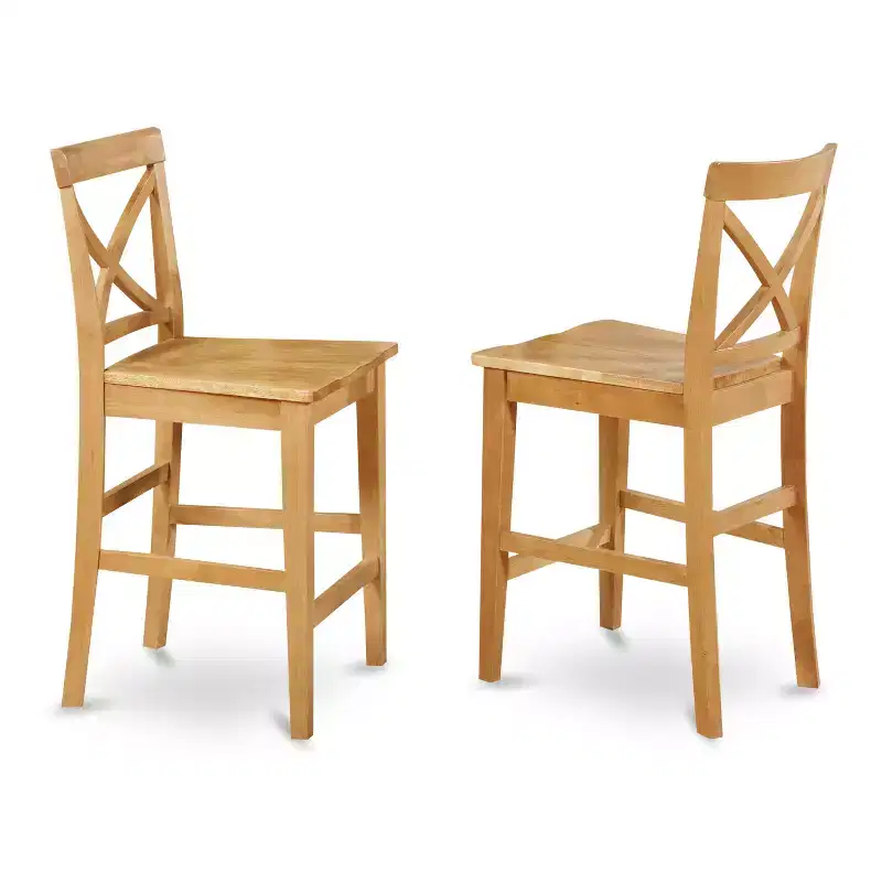 HomeStock 41.5 in.H Brown Finish High Back Wooden Counter Barstool in Rectangle Shape with Wood Unupholstered