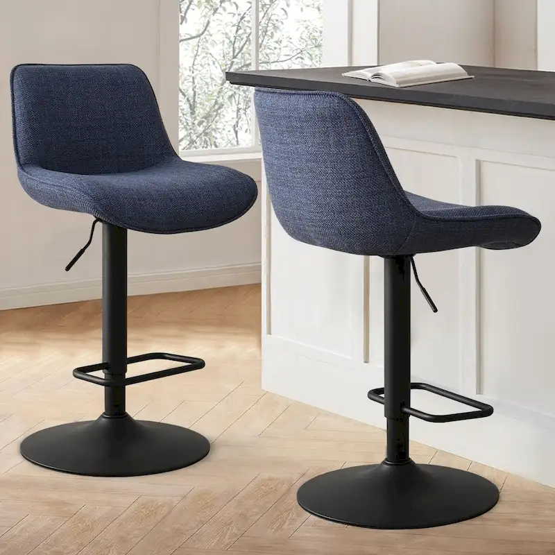 18 Bigger Base Vinyl Adjustable Height Swivel Bar Stool, Set of 2