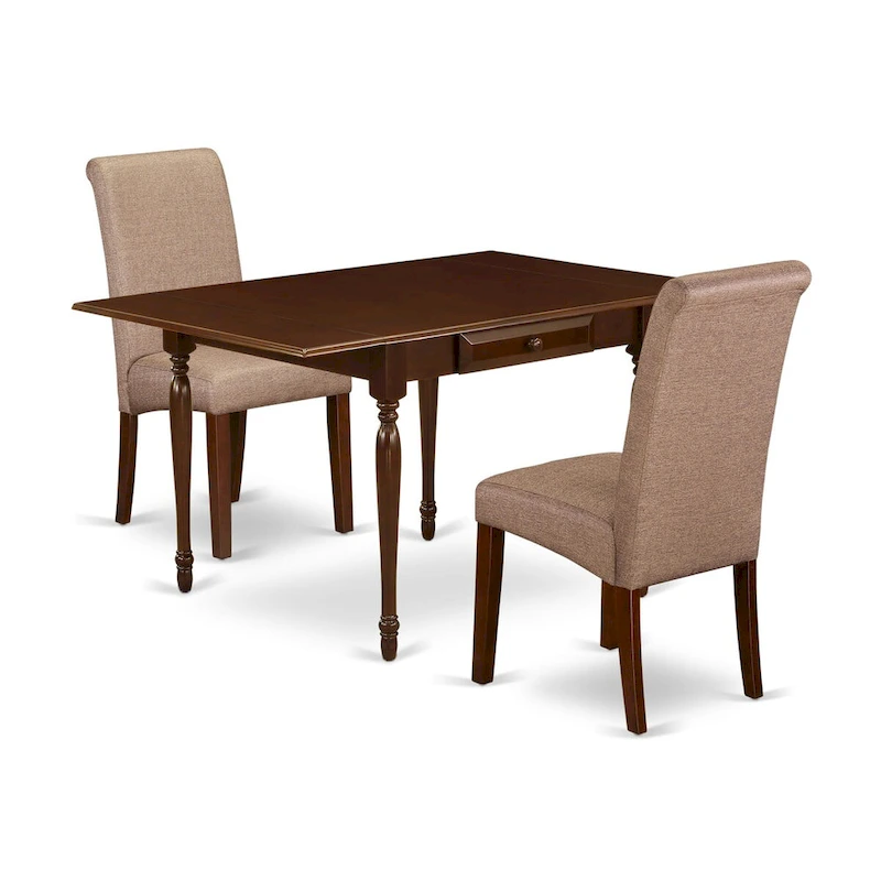 East West Furniture Dining Set Contains a Rectangle Dining Room Table with Dropleaf and Parson Chairs (Pieces Options)