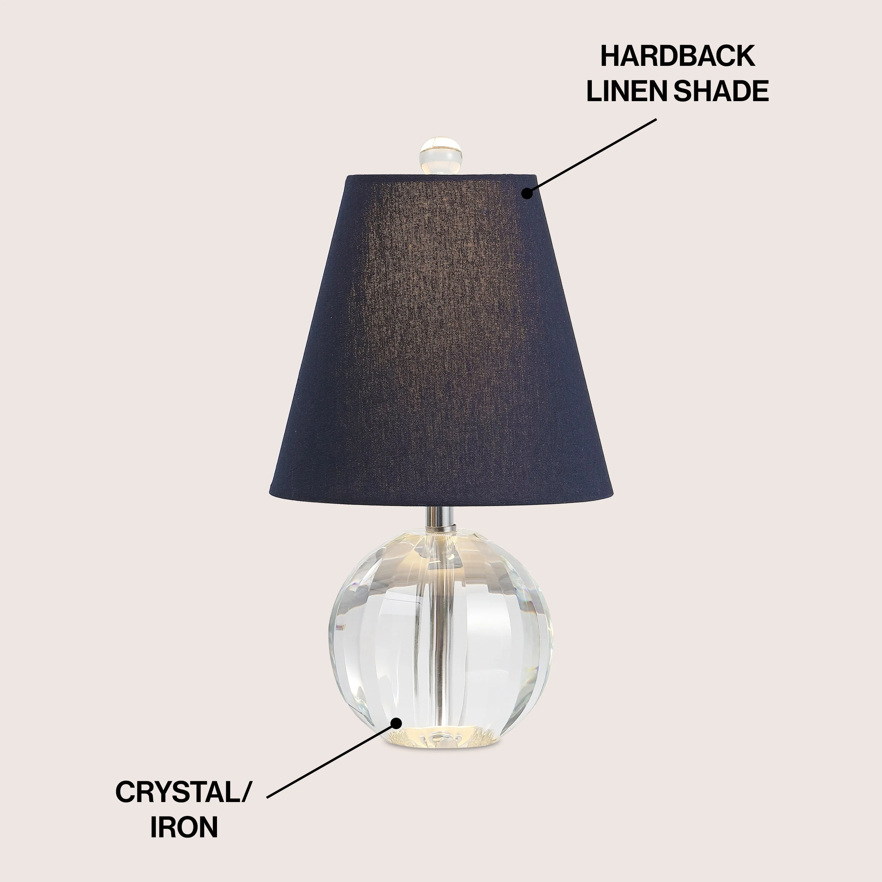 Goddard 16 Crystal Ball/Metal LED Table Lamp, By JONATHAN Y