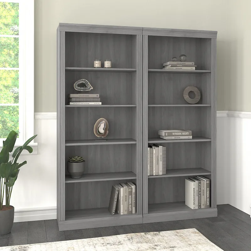 Saratoga Tall 5 Shelf Bookcase - Set of 2 by Bush Furniture