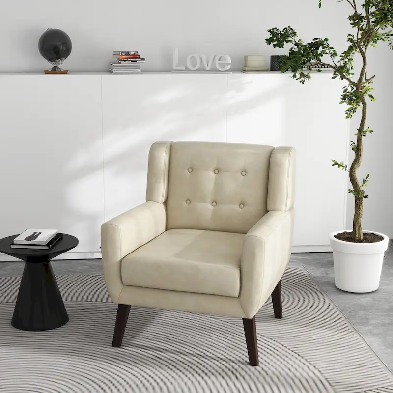 PU Leather Accent Chair Living Room Upholstered Armchair