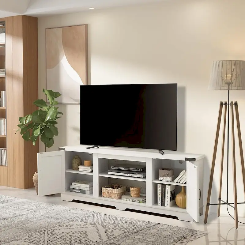 Roomfitters Modern Farmhouse TV Media Stand, Barn-Inspired Home Entertainment Console