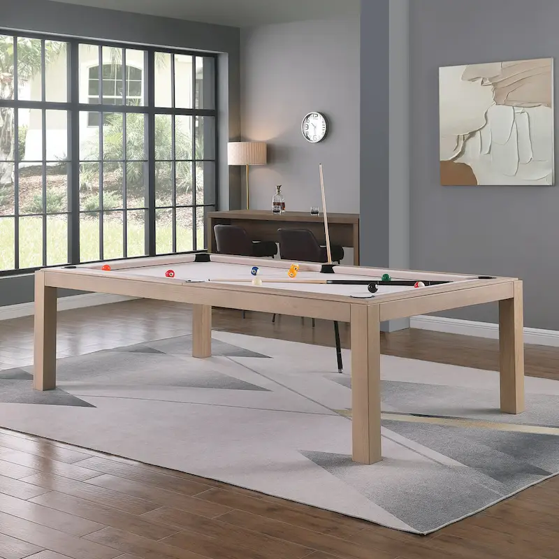 Olivia 8ft Driftwood Ash Billiard Slate Pool Table with Dining Top