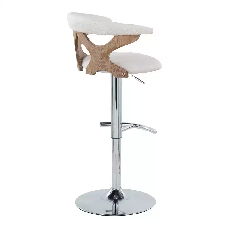 LumiSource Set of 2 Gardenia Adjustable Barstools Chrome Fabric