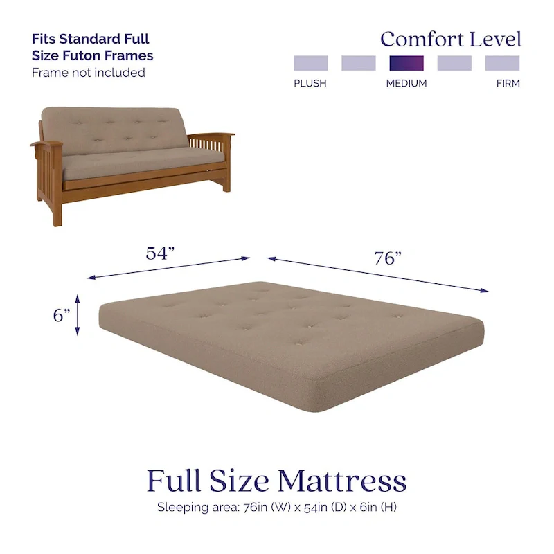 DHP Trule 6-Inch Bonnell Coil Futon Mattress