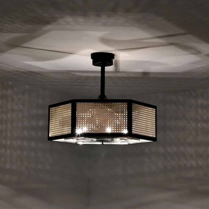 Neira 27 Inch Traditional Rattan Fandelier with Remote