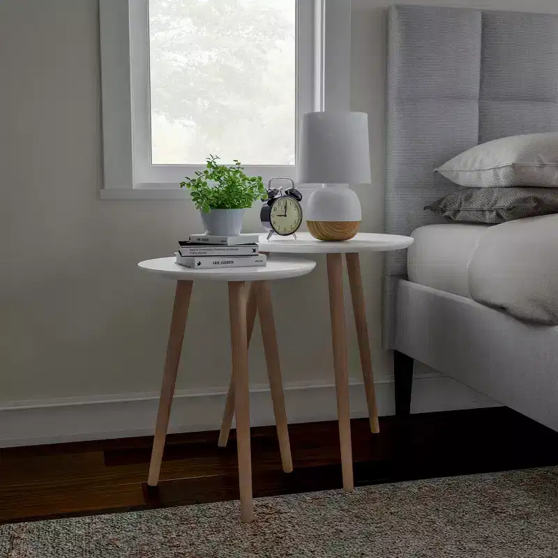 Lavish Home Set of 2 Nesting Side Tables, White