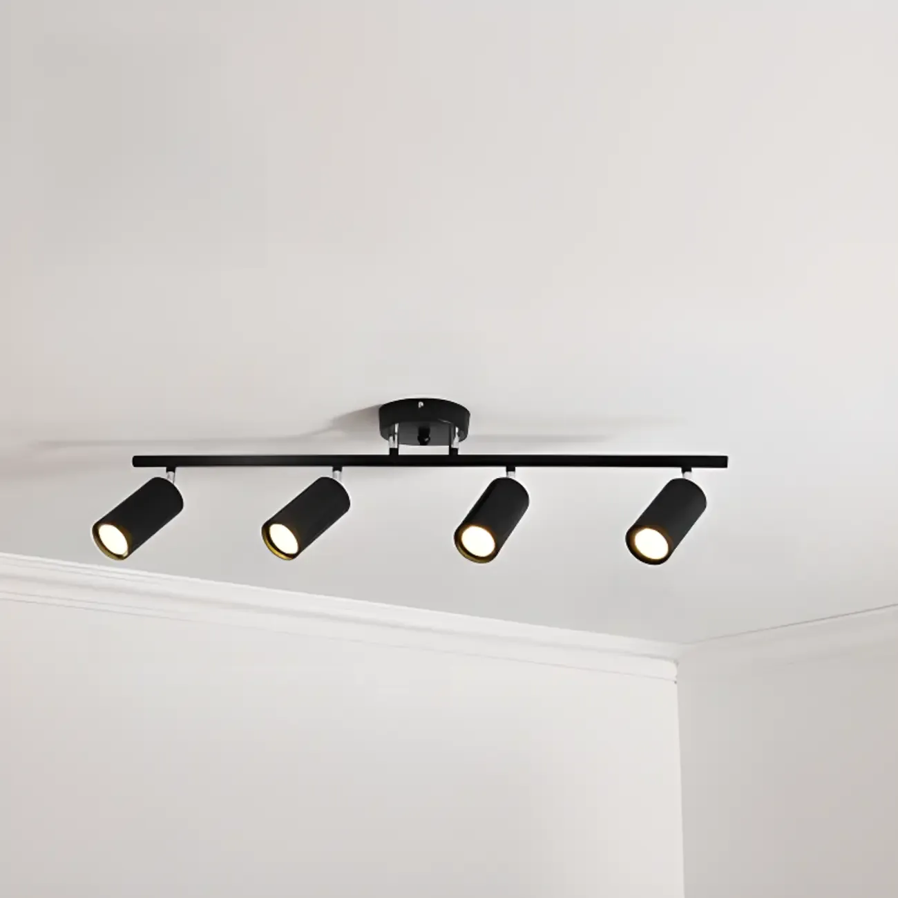 Modern Cylinder Semi-Flush Mount Metal Track Light