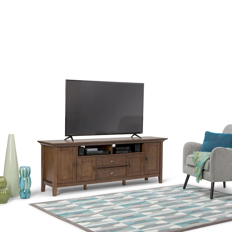 WYNDENHALL Mansfield SOLID WOOD 72 inch Wide Transitional TV Media Stand For TVs up to 80 inches - 72