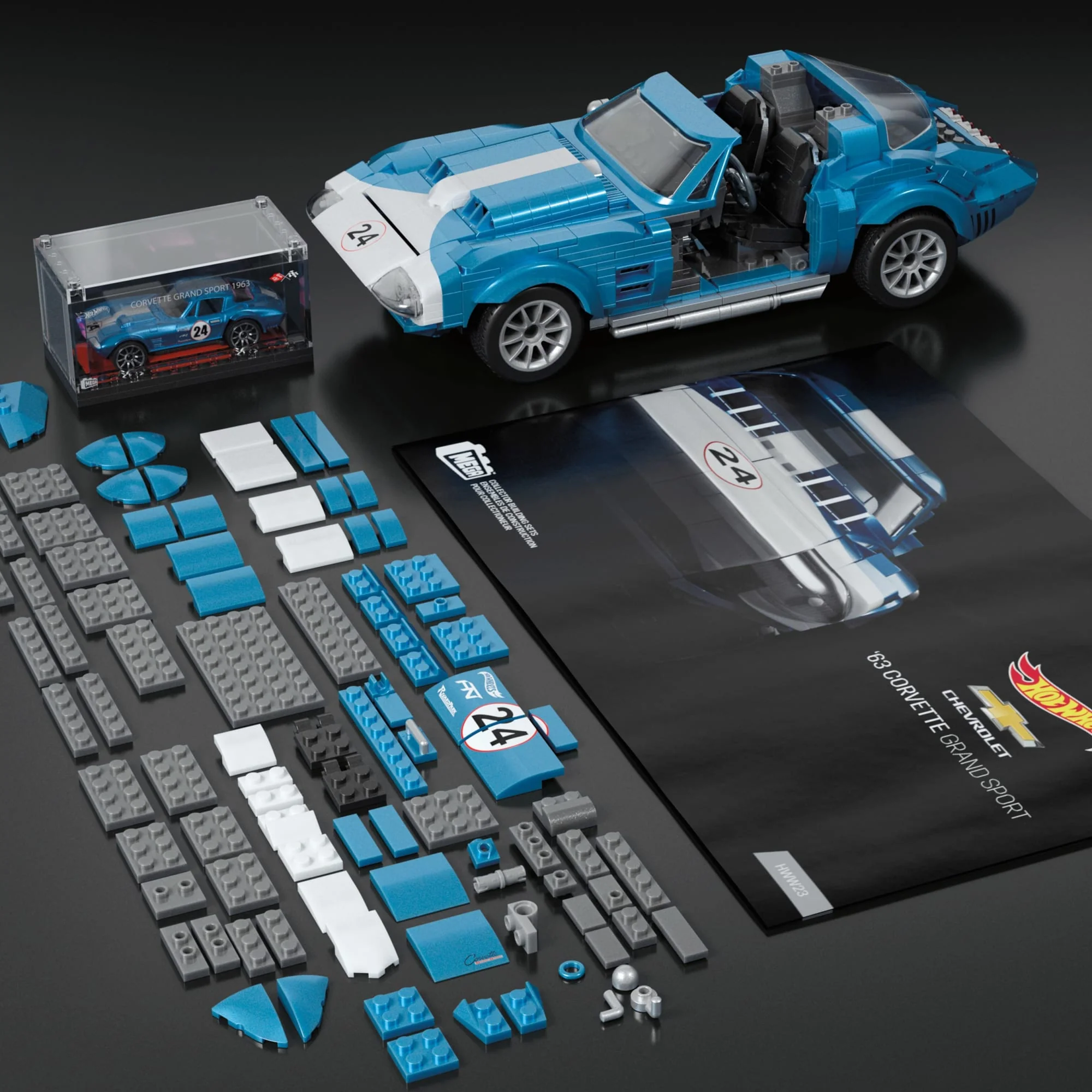 Mega-Hot Wheels-Coffret 63 Corvette Grand Sport de 1060Pièces