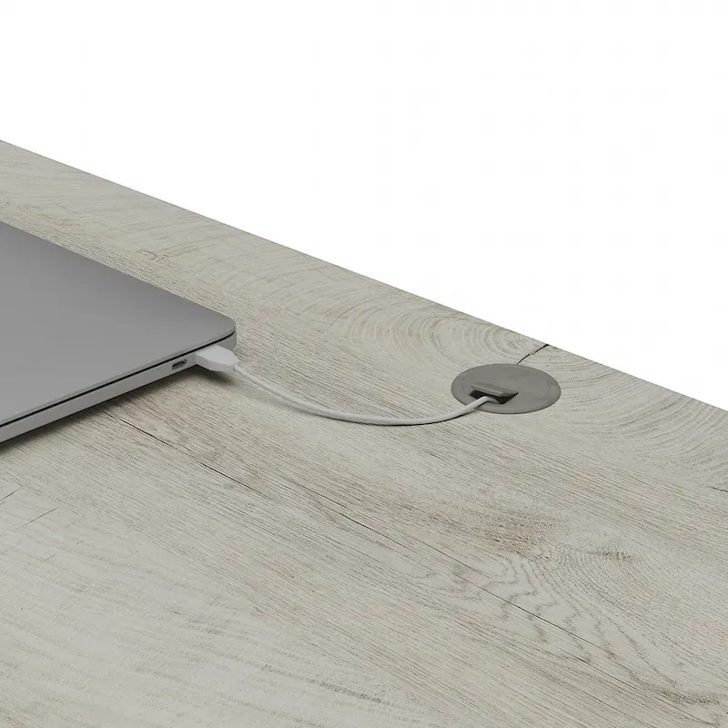 60W L-Desk with File Cabinet and Bookcase