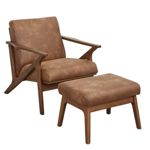 Simple Living Bianca Camel Brown Chair & Ottoman Set