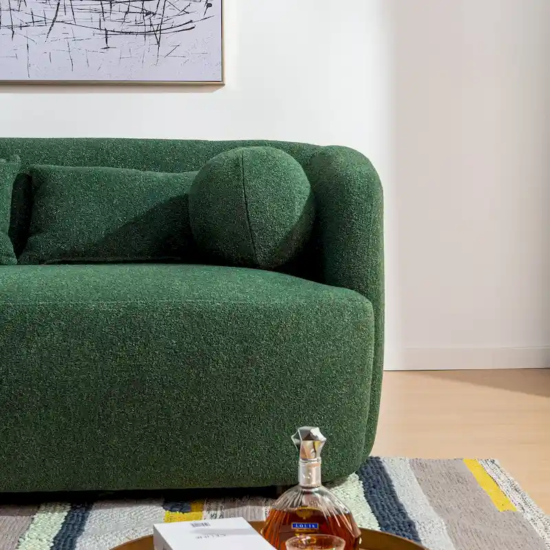 KINWELL Boucle Upholstered 2-Seats Loveseat with Pillows