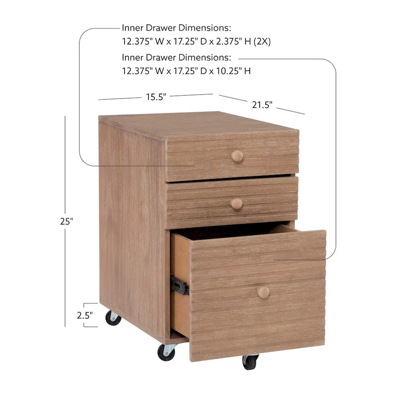 Whitney Wood 3 Drawer File Cabinet