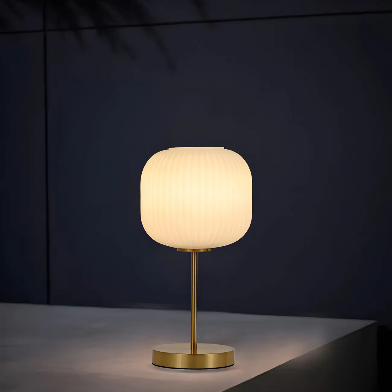 Modern White Glass Shade Goleden Table Lamp for Bedroom
