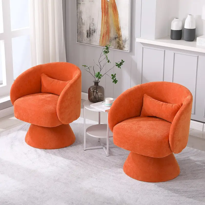 Upholstered Swivel Armchair (Set of 2)