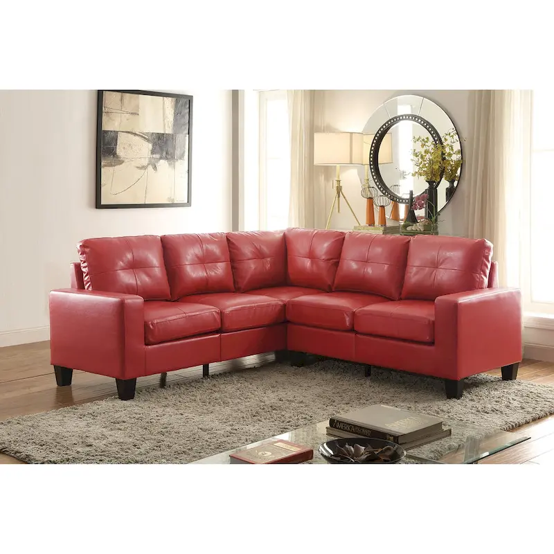 Newbury 82 in. W 2-piece Faux Leather L Shape Sectional Sofa - 32 L x 82 W x 35 H