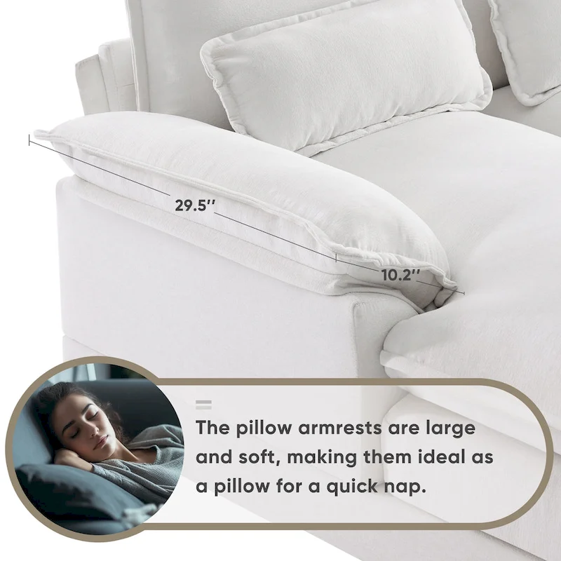 Modern U-shaped Cloud Sectional Couch, Convertible Sleeper Couch