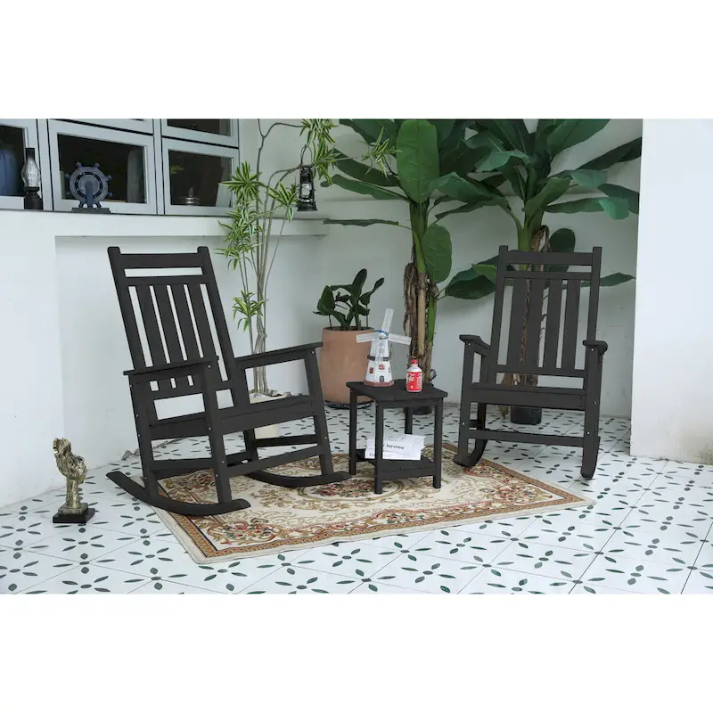 All Weather Rocking Chair Set with Side Table
